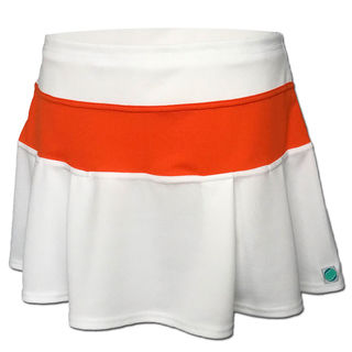 Box Pleat Skirt - White with Orange Contrast