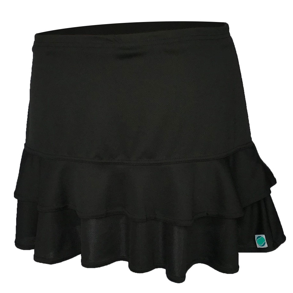 Longer Tennis Skirt - Frill Skirt Black | LGPG Tennis NZ